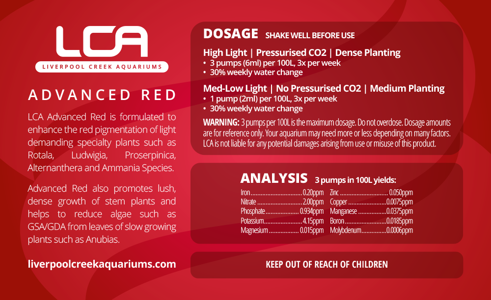 LCA Liverpool Creek Aquariums Advanced Red Aquarium Fertiliser