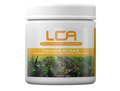 Jar of LCA Calcium Nitrate for aquarium use on a white background