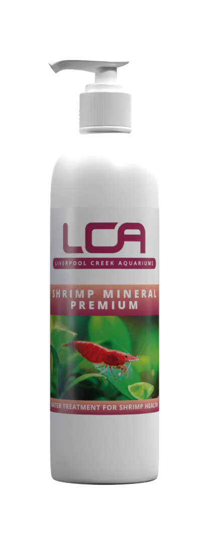 LCA Shrimp Mineral Premium bottle with a pump on a white background