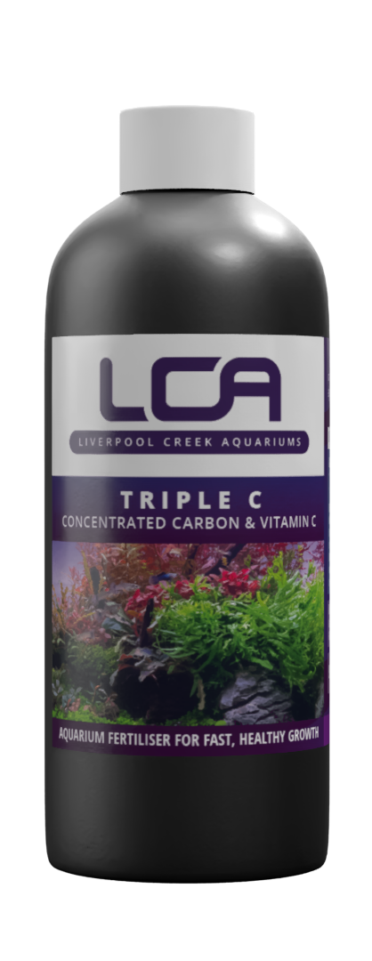 LCA Triple C aquarium treatment bottle with a white background