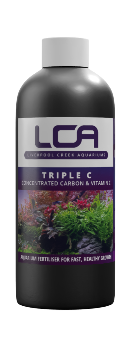 LCA Triple C aquarium treatment bottle with a white background
