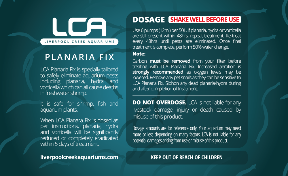 LCA Liverpool Creek Aquariums Planaria Fix aquarium water treatment 