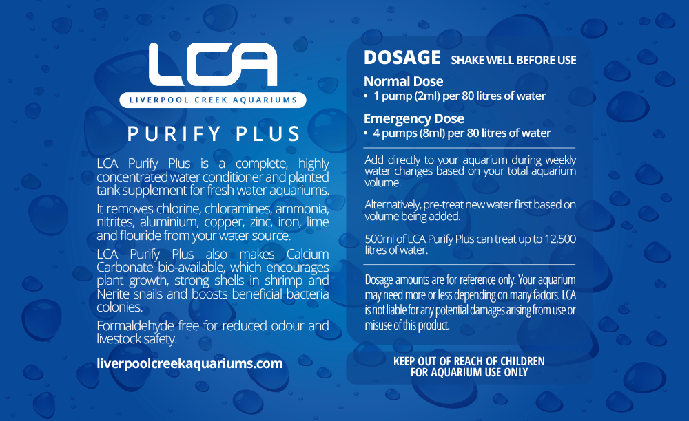 LCA Liverpool Creek Aquariums Purify Plus Aquarium Water Treatment